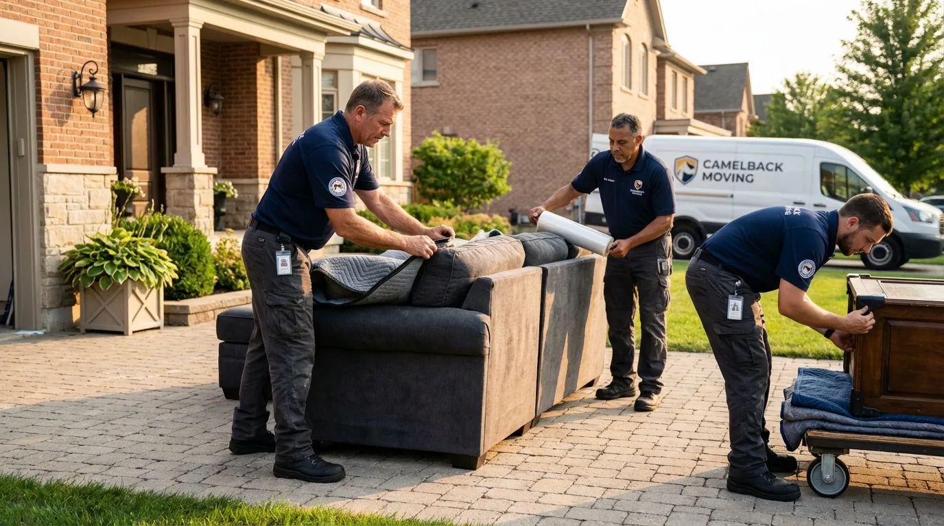 Large estate moving crew wrapping furniture in Shortsville, NY