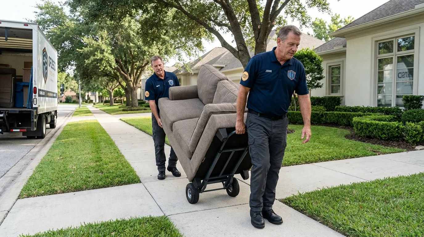 Local residential moving crew loading furniture in Shortsville, NY